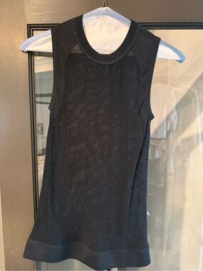 Rag & Bone Womens Black Mesh Tank Top Small - Sleeveless Black Knit Tank Top